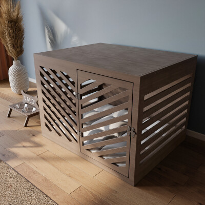 Modern Köpek Kulübesi Küçük Boy V Kapı Model, El Yapımı, Birinci Sınıf Ahşap, Hediye Mama Kabı