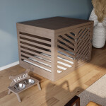 Modern Köpek Kulübesi Orta Boy V Kapı Model, El Yapımı, Birinci Sınıf Ahşap, Hediye Mama Kabı