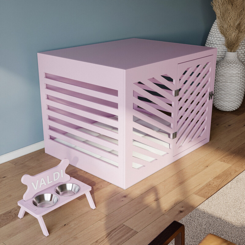 Modern Köpek Kulübesi Orta Boy V Kapı Model, El Yapımı, Birinci Sınıf Ahşap, Hediye Mama Kabı