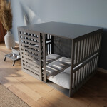 Modern Köpek Kulübesi Orta Boy Sürgülü Model, El Yapımı, Birinci Sınıf Ahşap, Hediye Mama Kabı