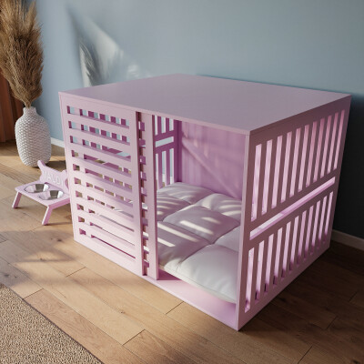 Modern Köpek Kulübesi Büyük Boy Sürgülü Model, El Yapımı, Birinci Sınıf Ahşap, Hediye Mama Kabı